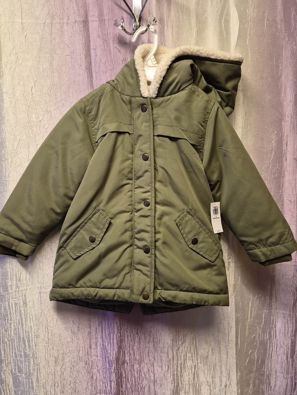 Old Navy Olive Green Hooded Sherpa-Lined Puffer Coat